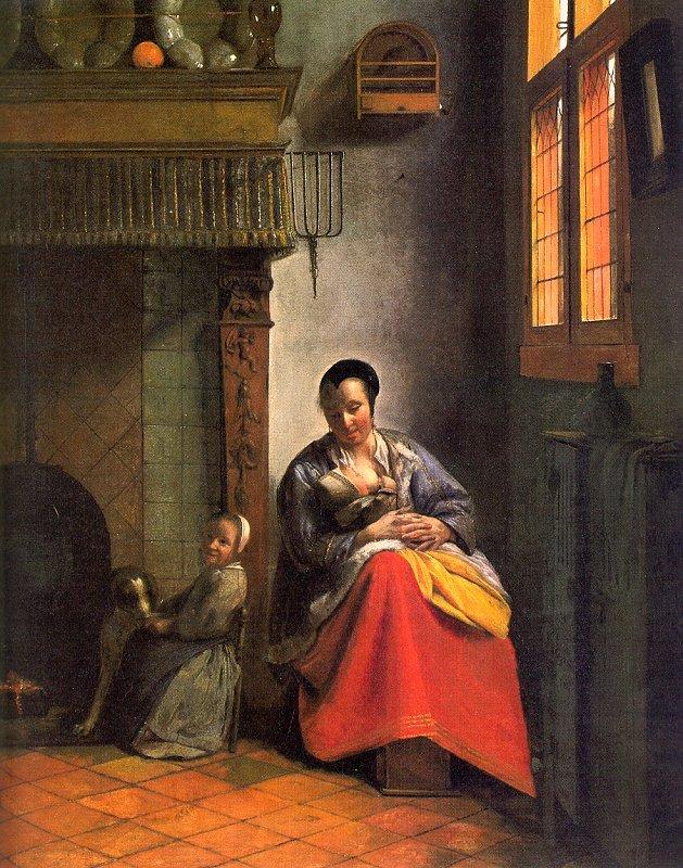 Pieter de Hooch Woman Nursing an Infant oil painting image